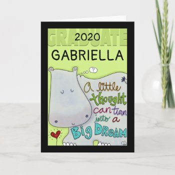 Graduation  Hippo With Year And Name Card by creationhrt at Zazzle