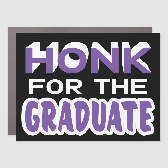 Graduation Honk Cheer Modern Purple Car Magnet (Front)