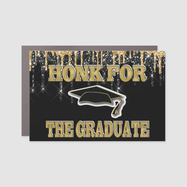 Graduation Honk Gold Grad Car Magnet (Front)