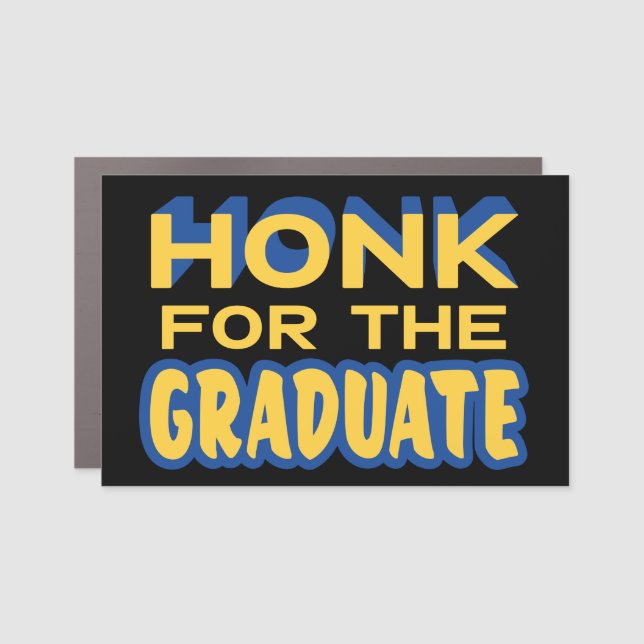 Graduation Honk Modern Blue Black Car Magnet (Front)