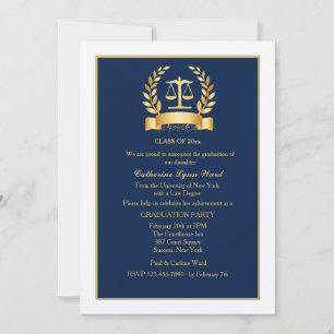 Graduation Honors Navy and White Invitation