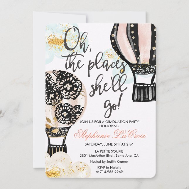 Graduation Hot Air Balloon Invitation (Front)