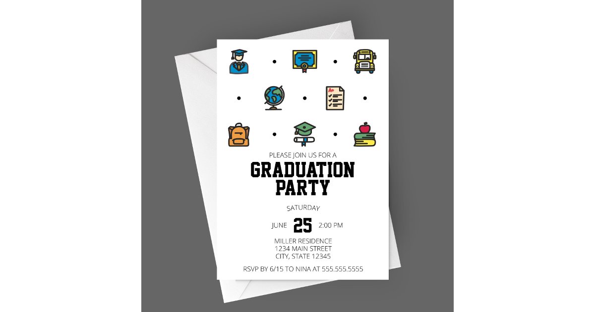 Graduation Icons Graduation Party Invitation | Zazzle