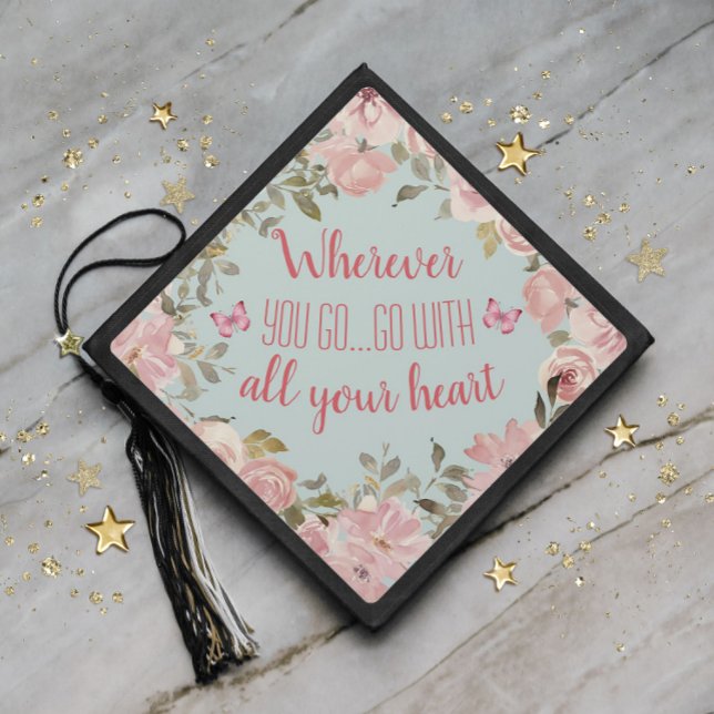 Graduation Inspirational Pink Mint Wherever You Go Cap Topper (Creator Uploaded)