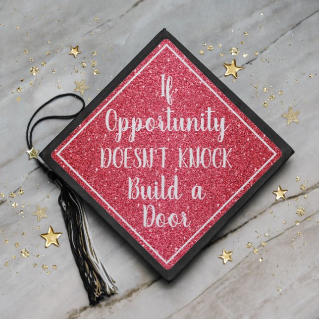 Graduation Inspirational Quote Pink Glitter Graduation Cap Topper (Creator Uploaded)