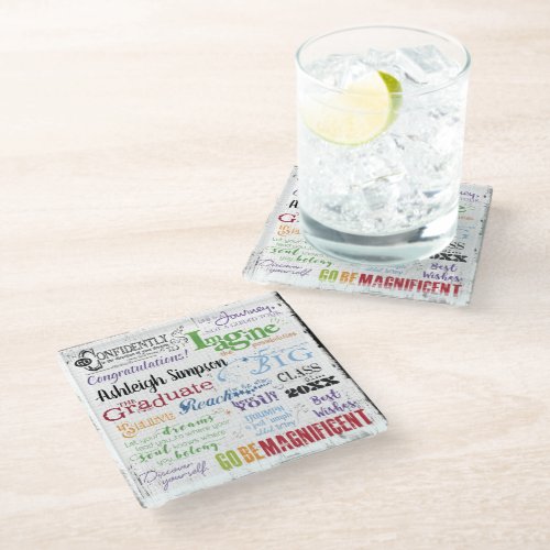 Graduation Inspirational Quotes Personalized Glass Coaster