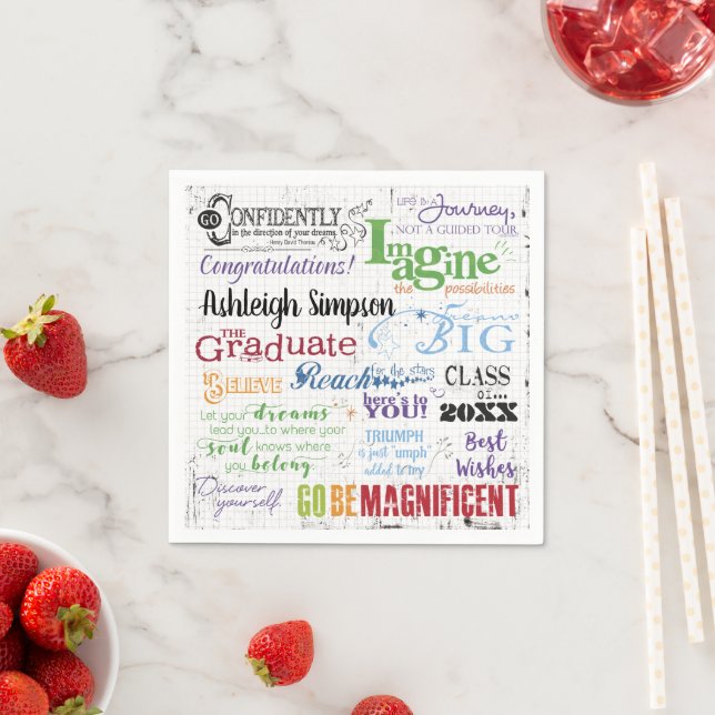 Graduation Inspirational Word Art Personalized Napkins (Insitu)