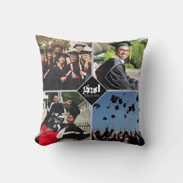 Graduation Instagram Photo Collage Keepsake Throw Pillow (Front)