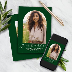Graduation Invitation 2 Photos Arch Green