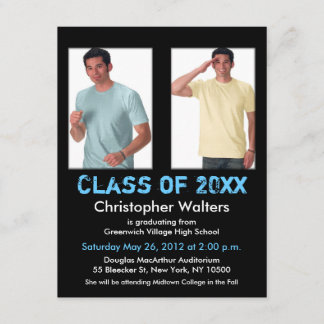 Graduation Invitation Add 2 Image Black Blue