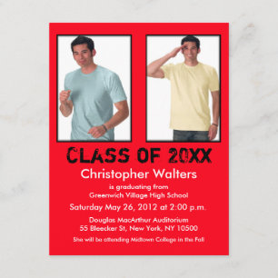 Graduation Invitation Add 2 Image Red