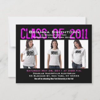 Graduation Invitation Add 3 Photos Black A2