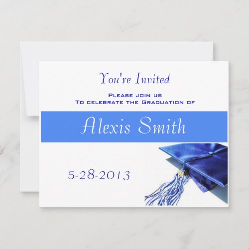 Graduation Invitation - Blue Cap and Tassle