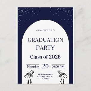 Graduation Invitation Card Modern Grad Party Inv