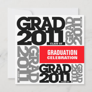 Graduation Invitation Celebrate 2011 Red Grey Font