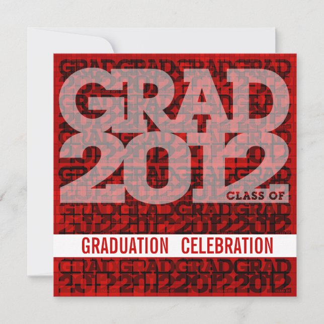 Graduation Invitation Celebrate 2012 Mosaic Red (Front)