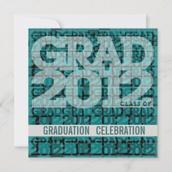 Graduation Invitation Celebrate 2012 Mosaic Teal by pixibition at Zazzle