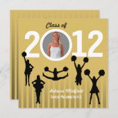 Graduation Invitation Cheerleader Add Photo Gold (Front/Back)