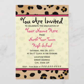 Graduation Invitation - Class Of 2011 Leopard by thepinkschoolhouse at Zazzle