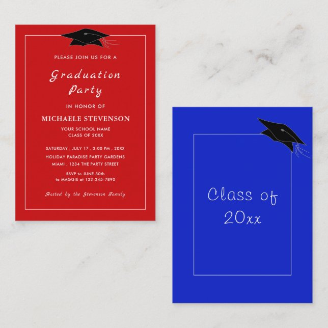 Graduation Invitation Example with Your Colors (Front/Back)