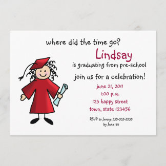 Graduation Invitation--Girl, Red Invitation