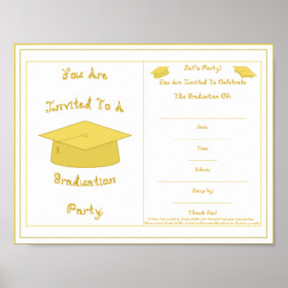 Graduation Invitation Gold Cap Printable Poster