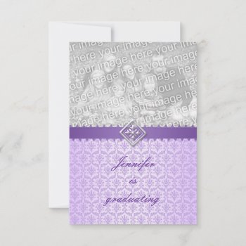 Graduation Invitation In  Vintage Lilac Damask by Truly_Uniquely at Zazzle