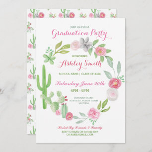 Graduation Invitation Party Fiesta Cactus Invite