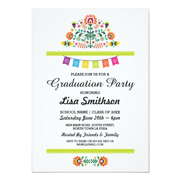 Graduation Invitation Party Fiesta Mexican Invite
