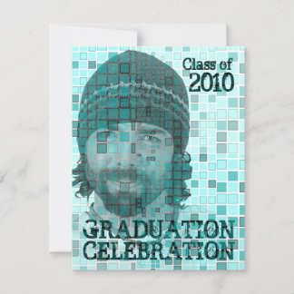 Graduation Invitation Photo Insert Mosaic Blue 2