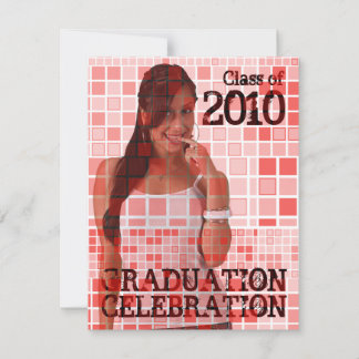 Graduation Invitation Photo Insert Mosaic Red 1