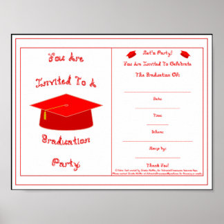 Graduation Invitation Red Cap Printable Poster