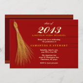 Graduation Invitation - Red & Gold Invite (Front/Back)