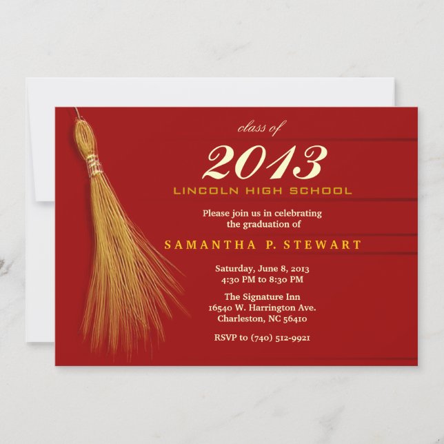 Graduation Invitation - Red & Gold Invite (Front)