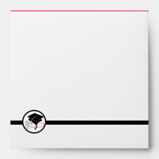 Graduation Invitation Square Envelope Red Diploma
