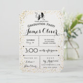 Graduation Invitation Theater Major Gold and Black (Standing Front)