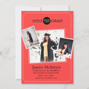 Graduation Invitation with Photos Red