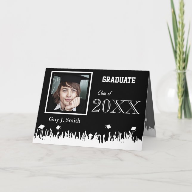 Graduation Invitation Your Photo Silhouette Crowd (Front)