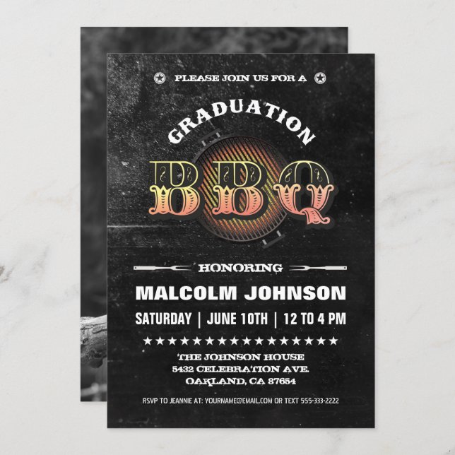 Graduation Invitations | BBQ Party (Front/Back)