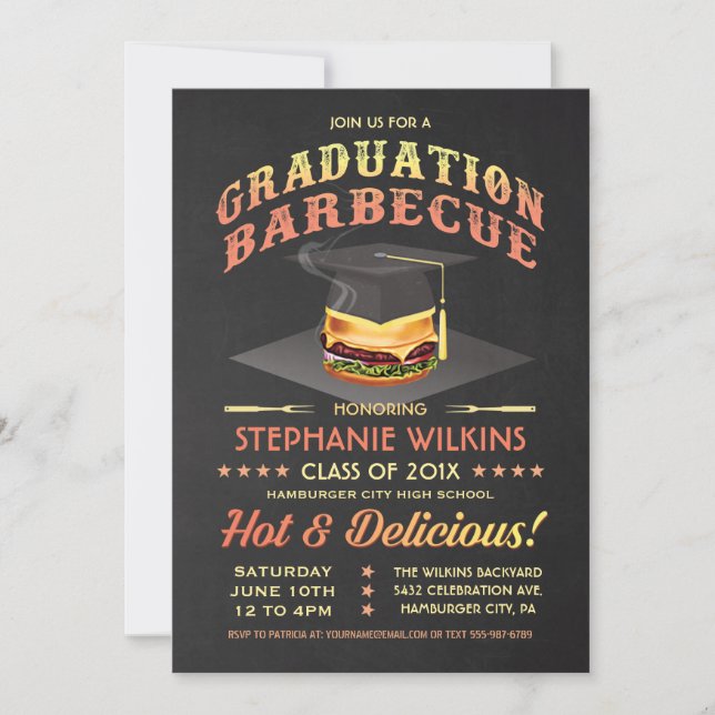 Graduation Invitations | BBQ Party Chalkboard (Front)