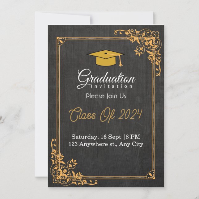 graduation invitations | black & gold (Front)