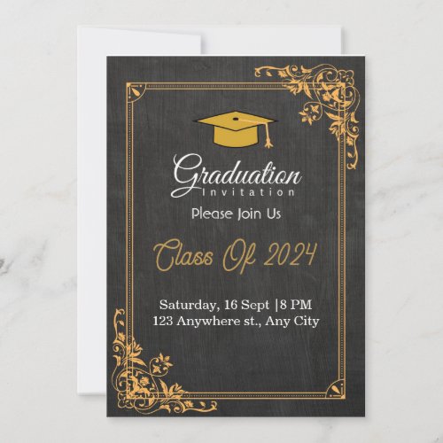 graduation invitations  black  gold