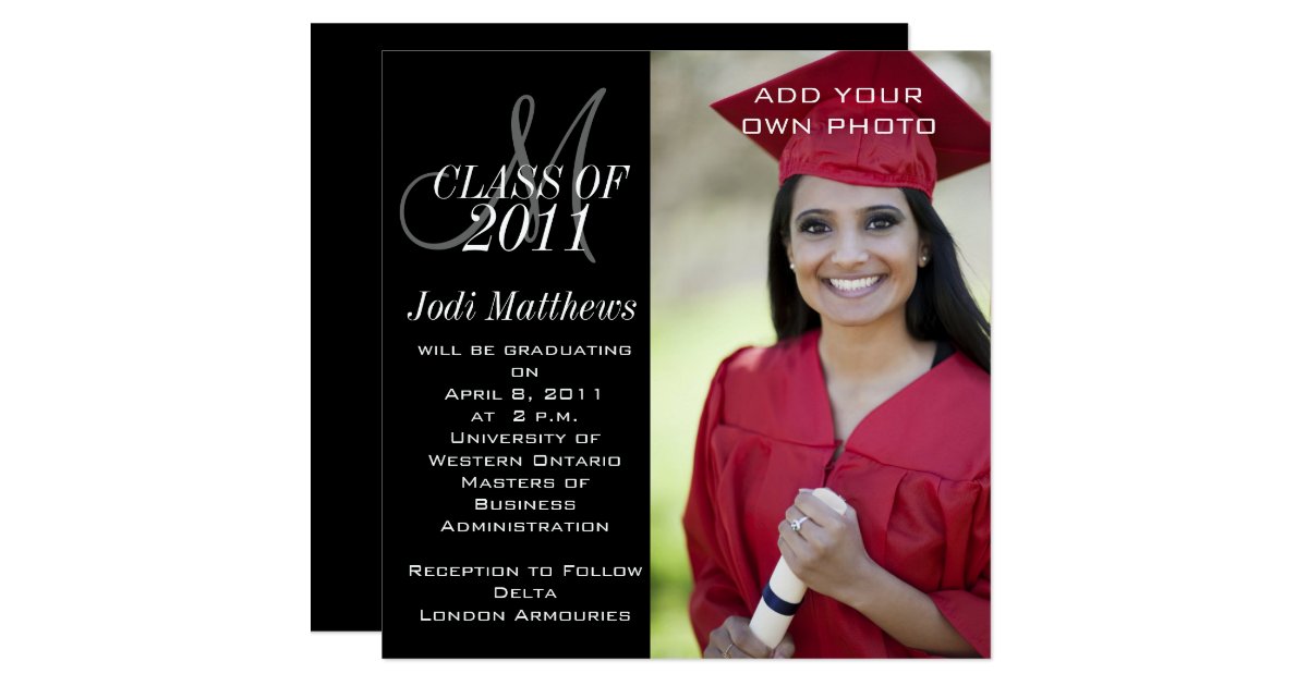 Graduation Invitations Monogram Photo | Zazzle