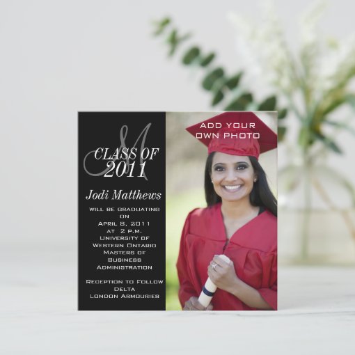 Graduation Invitations Monogram Photo | Zazzle