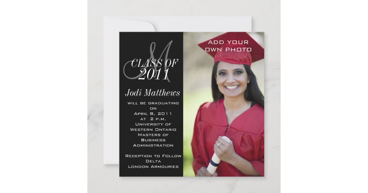 Graduation Invitations Monogram Photo | Zazzle