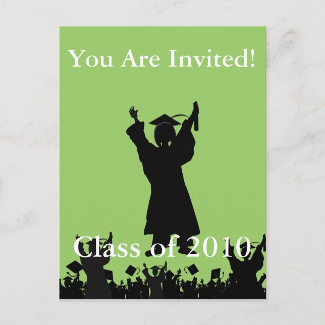 Graduation Invite- Enter Current Year & Your Color Invitation Postcard (Front)
