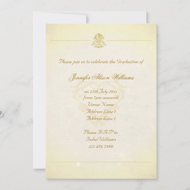 Graduation Invite Vintage Parchment Paper Style (Front)