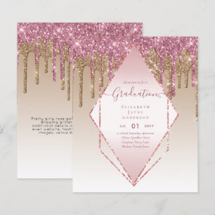 GRADUATION INVITES - Dripping Glitter Girly Glamor