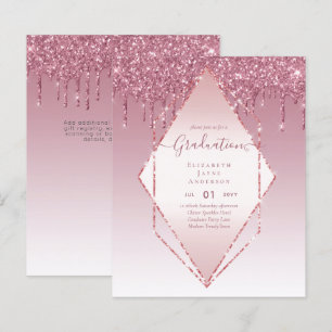 GRADUATION INVITES - Dripping Glitter Girly Glamor