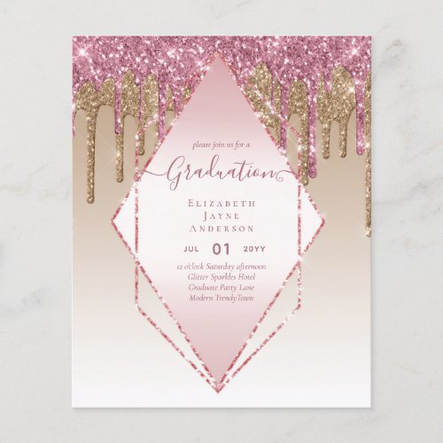 GRADUATION INVITES _ Dripping Glitter Girly Glamor Flyer